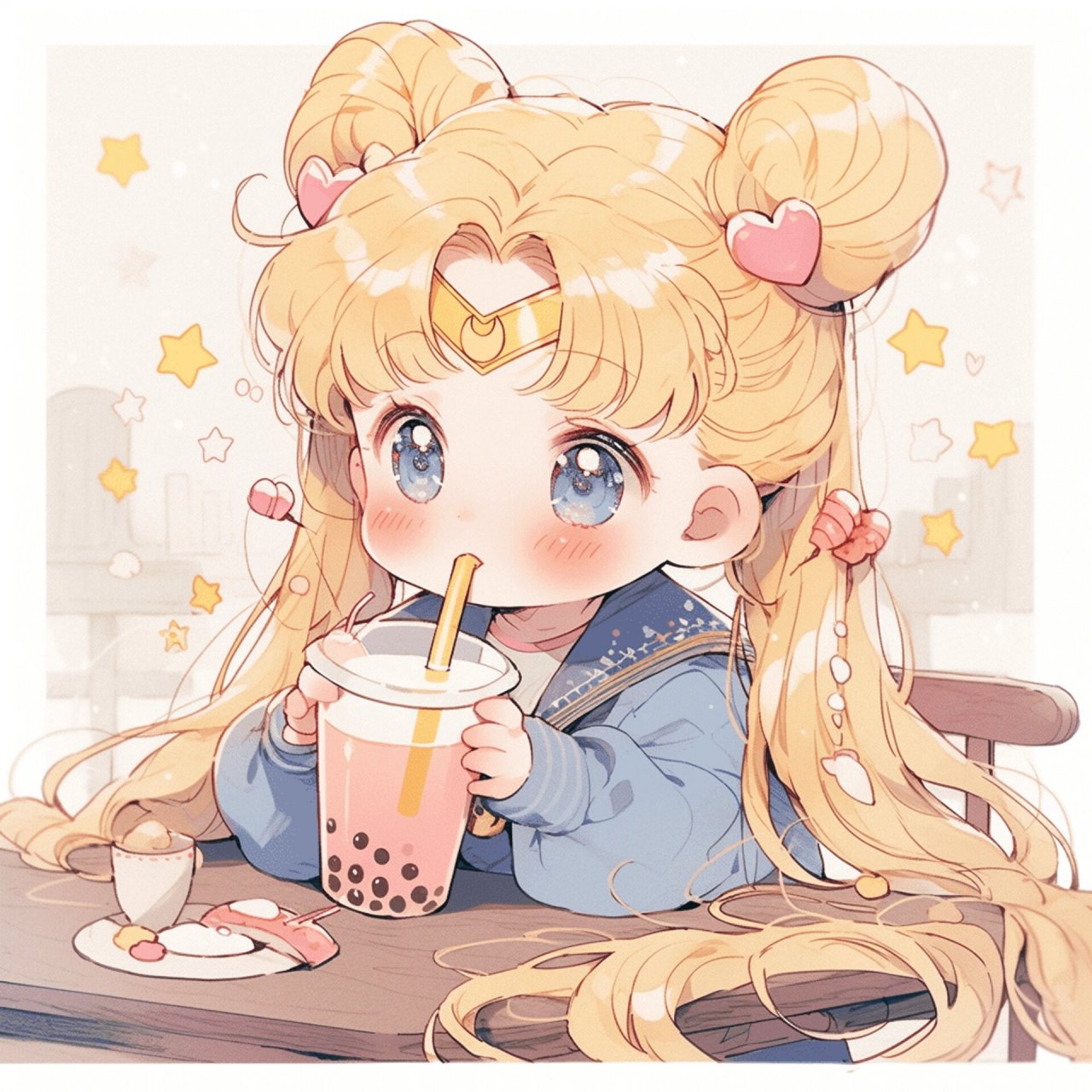喝奶茶的萌妹子太可爱了/可爱女生头像