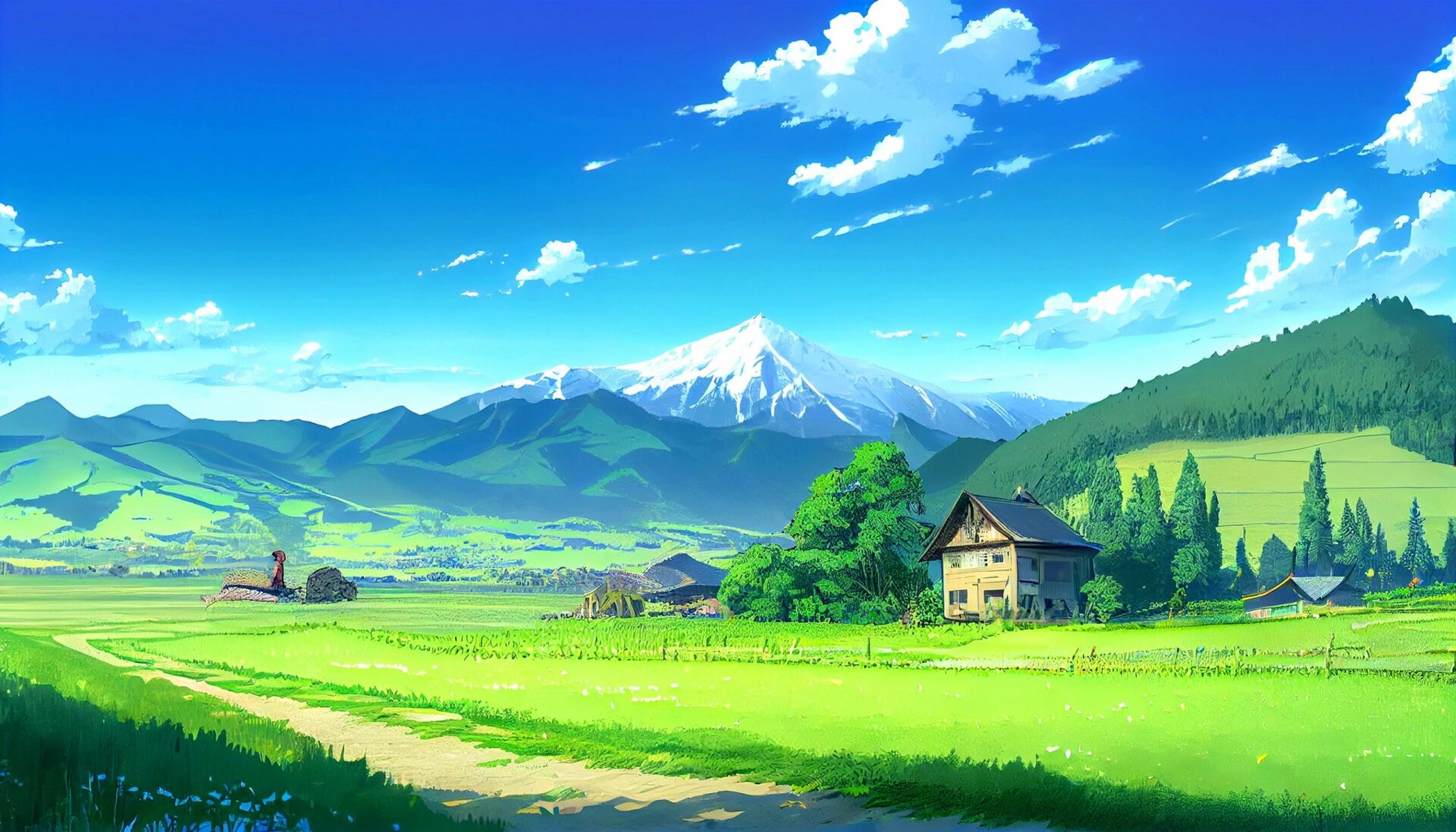 分享一组唯美的乡间风景插画～ 顺着弯曲的小路,寻着儿时的记忆,提着