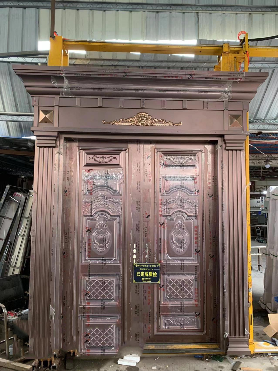 爱林堡304不锈钢仿铜仿古双开大门,罗马柱大门,欧式大门,简约款彩色