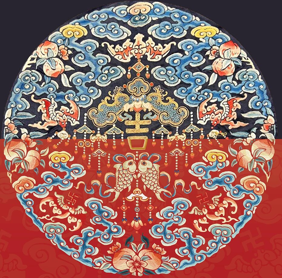 中国传统纹样 | 吉庆有余团花纹-纹样复原