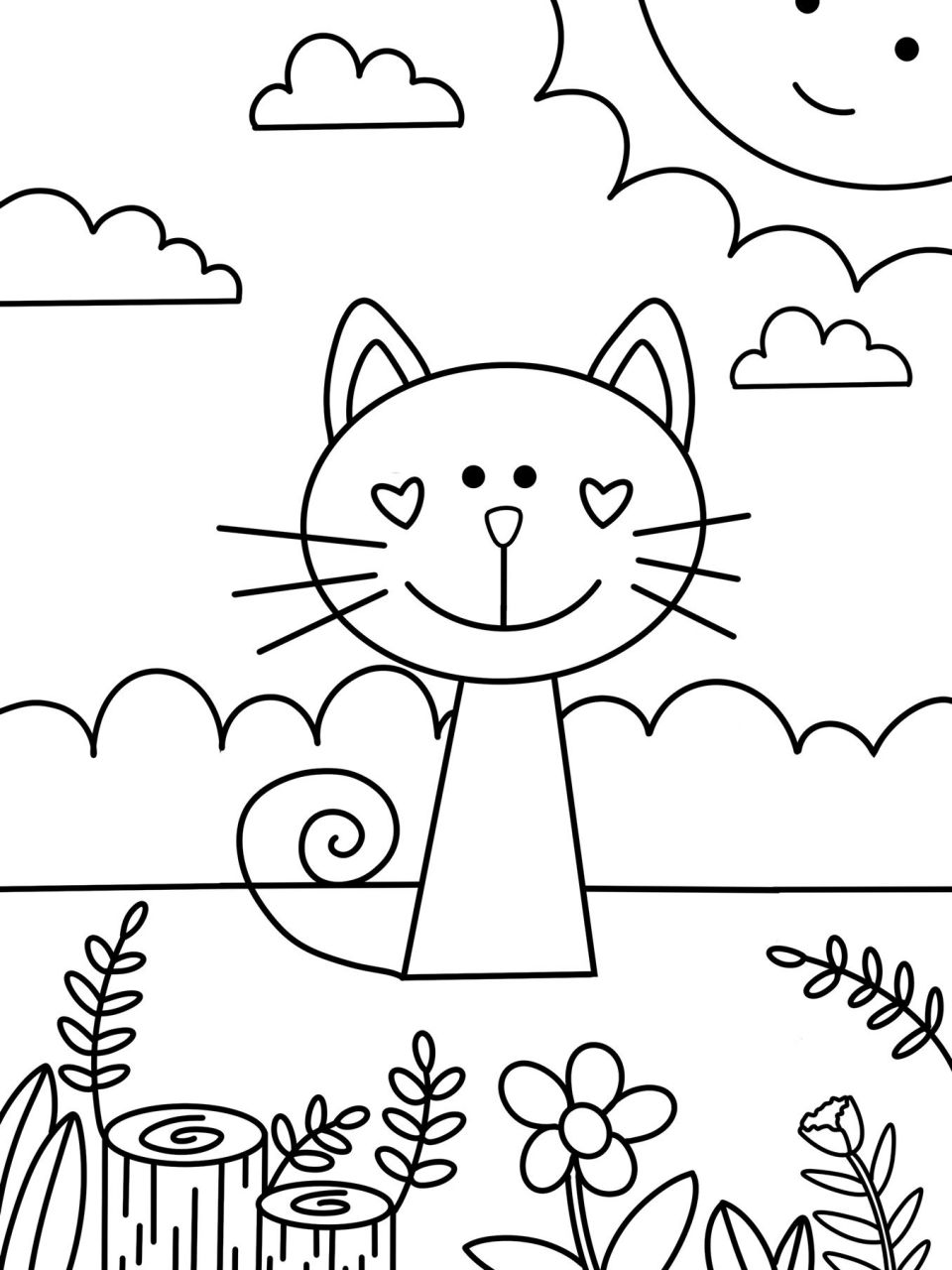 可爱的小猫92 儿童画 创意画带线稿 