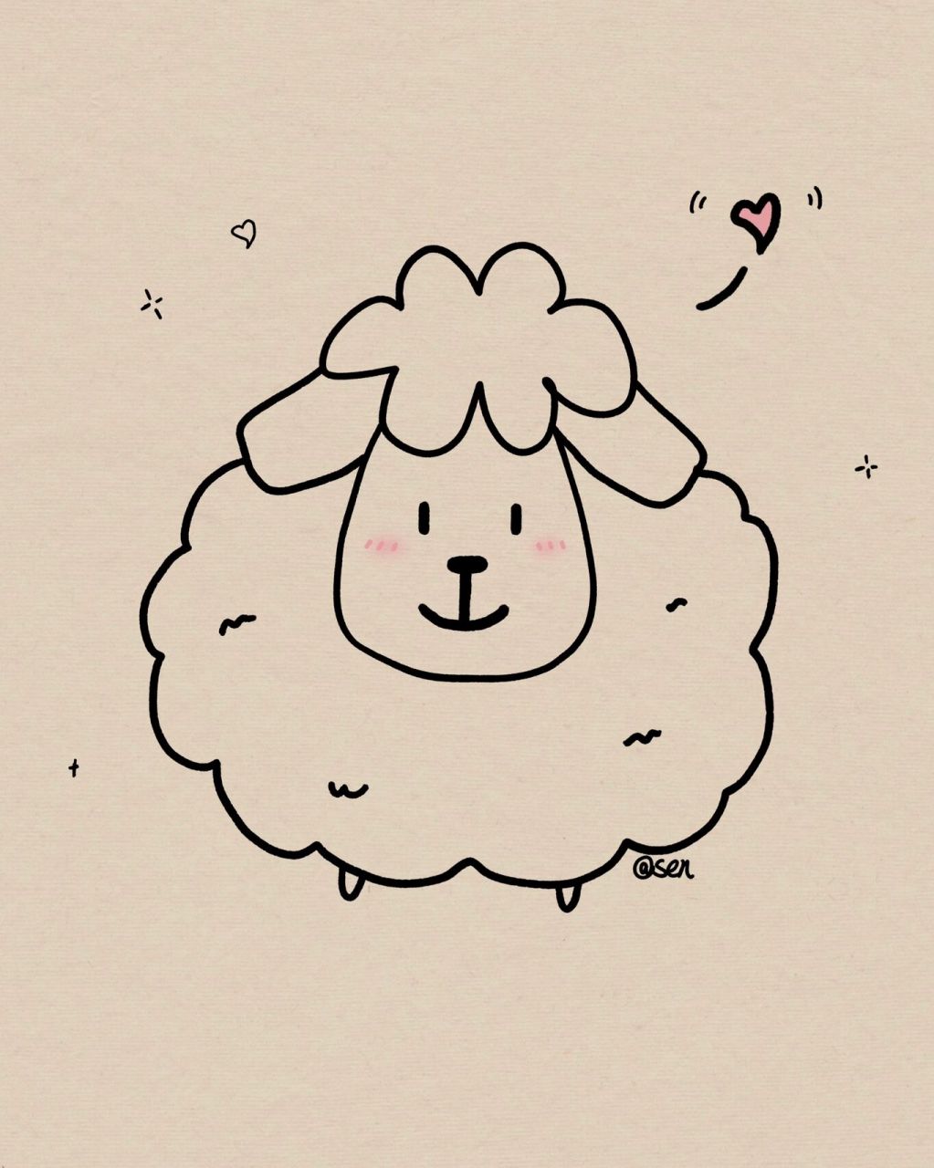 超级可爱又简单的小羊简笔画|附过程 零基础的新手小白们快学起来!