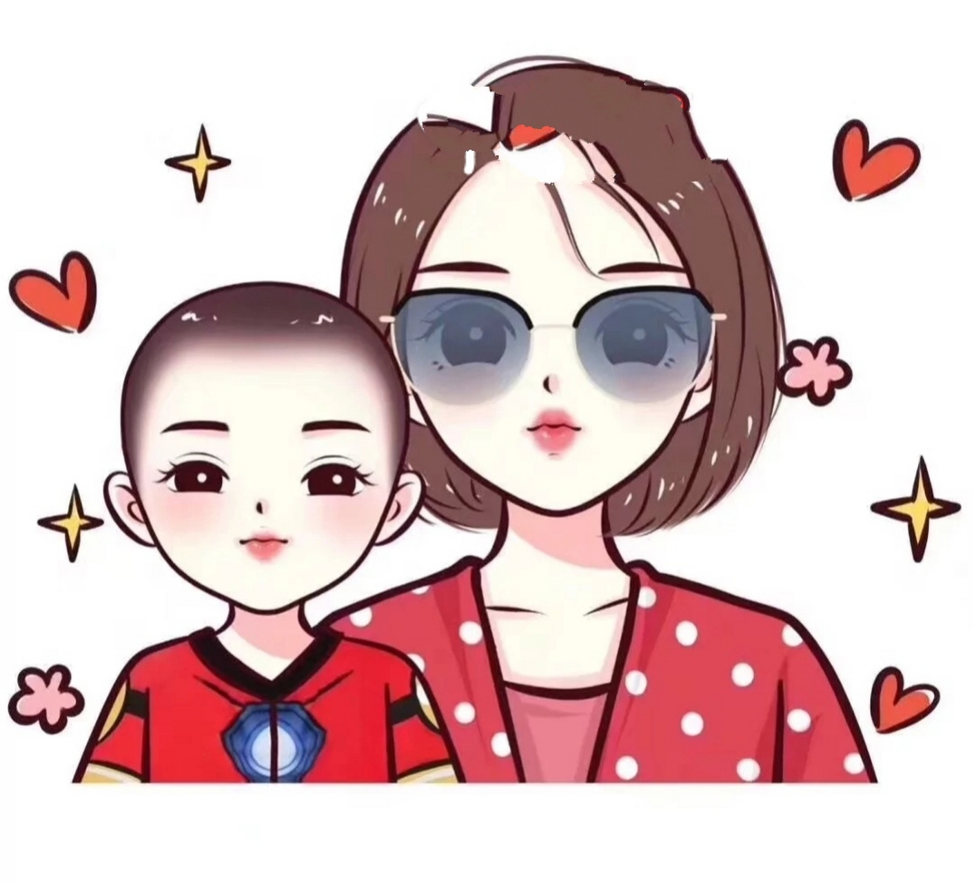 最97(卡通亲子照)母子手绘亲子卡通头像 全家福‖手绘亲子照‖一家