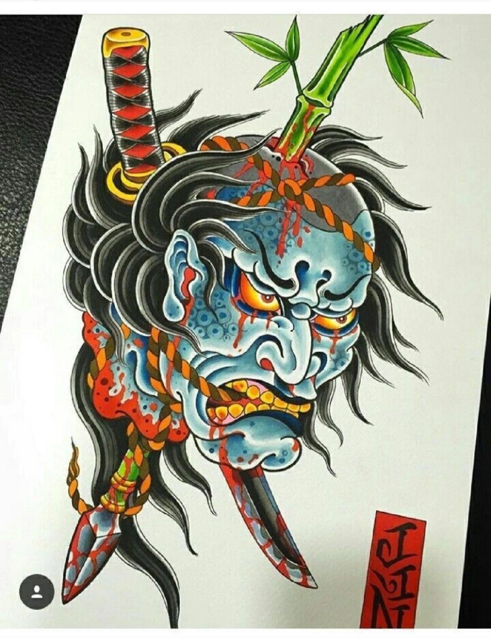 日式生首纹身手稿 分享来自ins上的纹身手稿 均是大师手稿 可单独纹