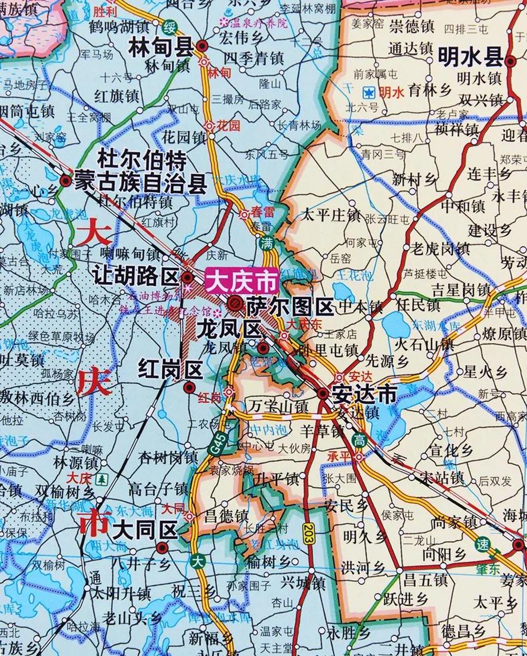 大庆市五区四县地图图片