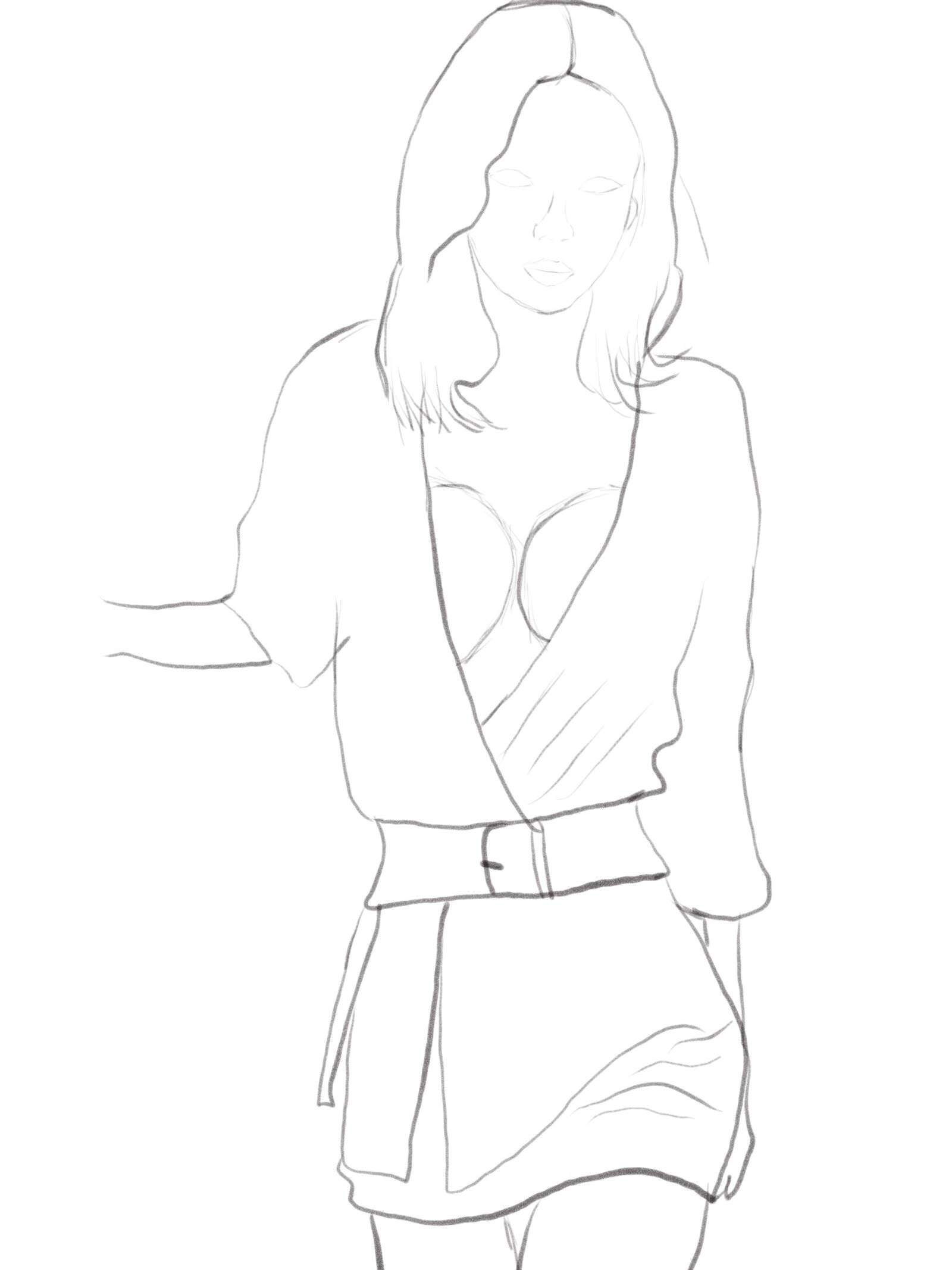 性感美女—简笔画