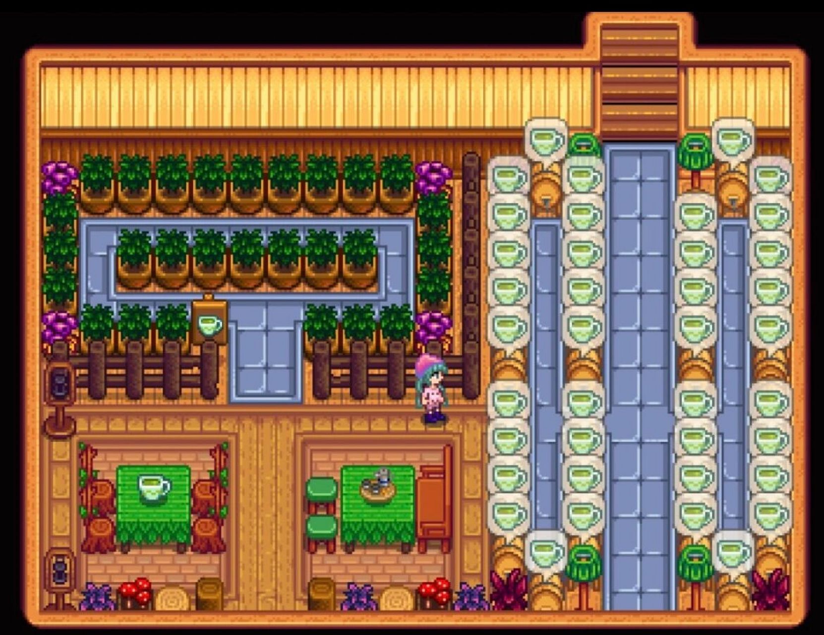 星露谷物语|小屋布局|茶室 计划了半天的布局[打call]弄出来感觉还挺