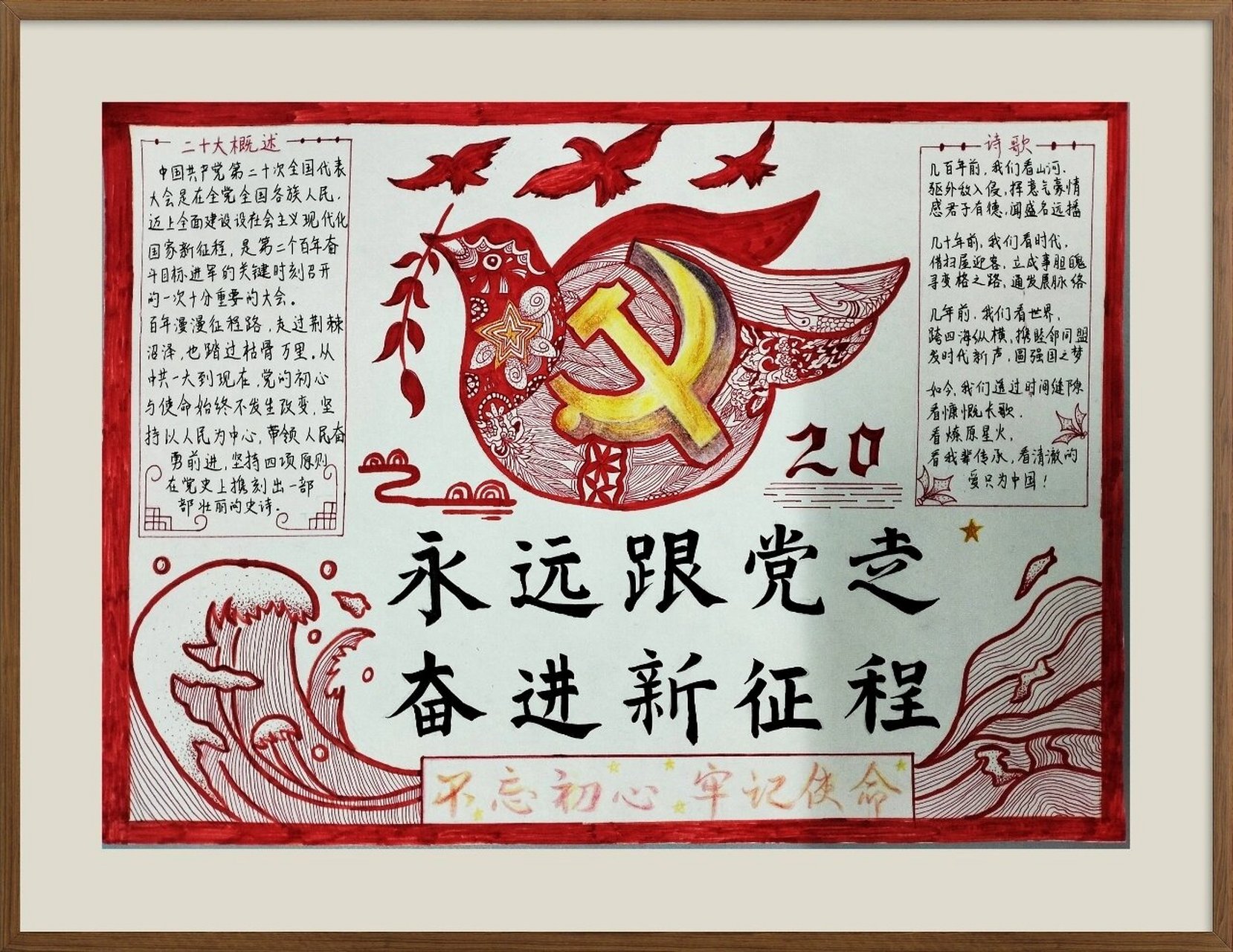 永远跟党走_手抄报 永远跟党走,奋进新征程,二十大主题的手抄报