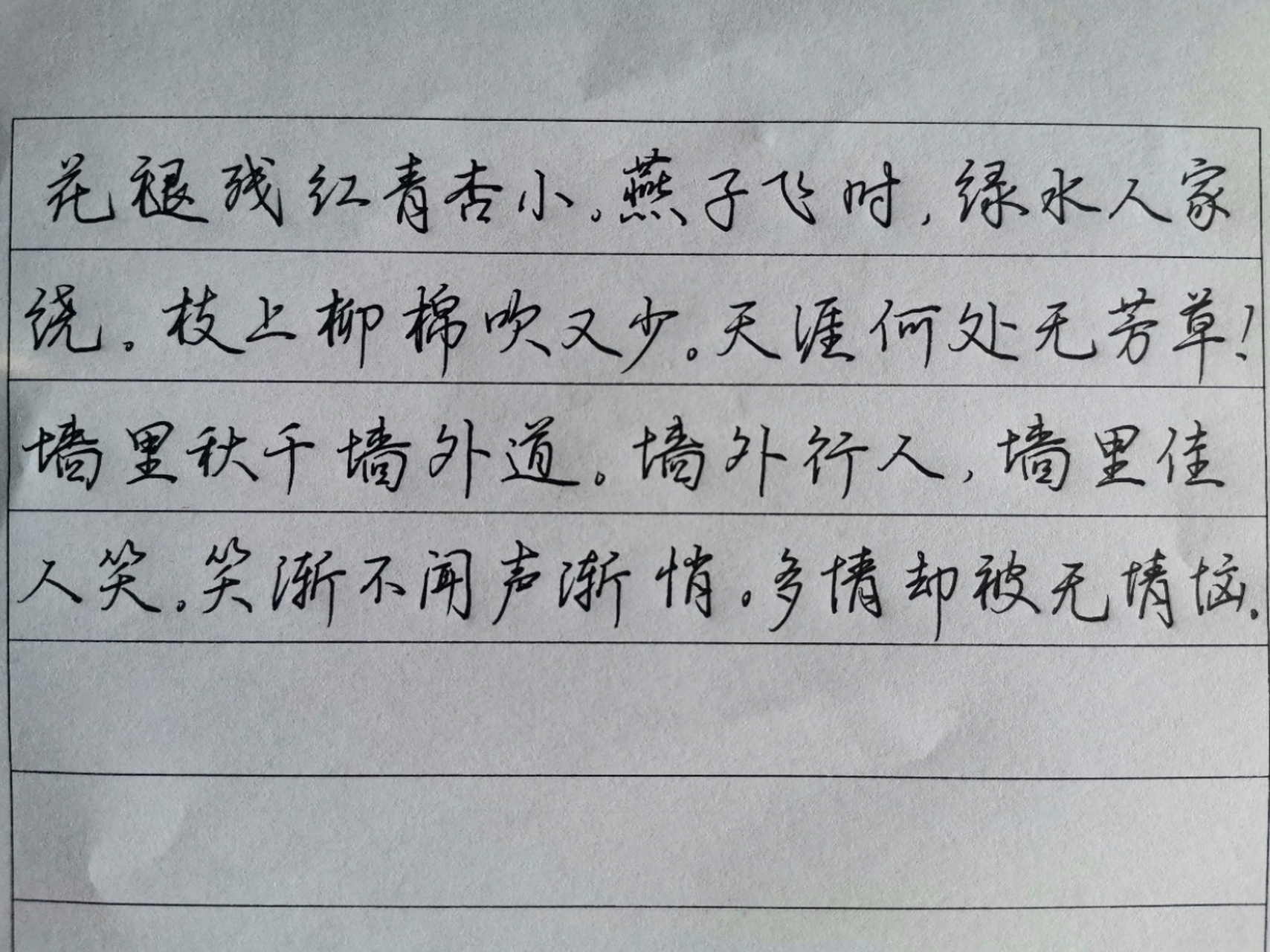 0.5中性笔行书 苏轼蝶恋花61春景 #写字是一种生活