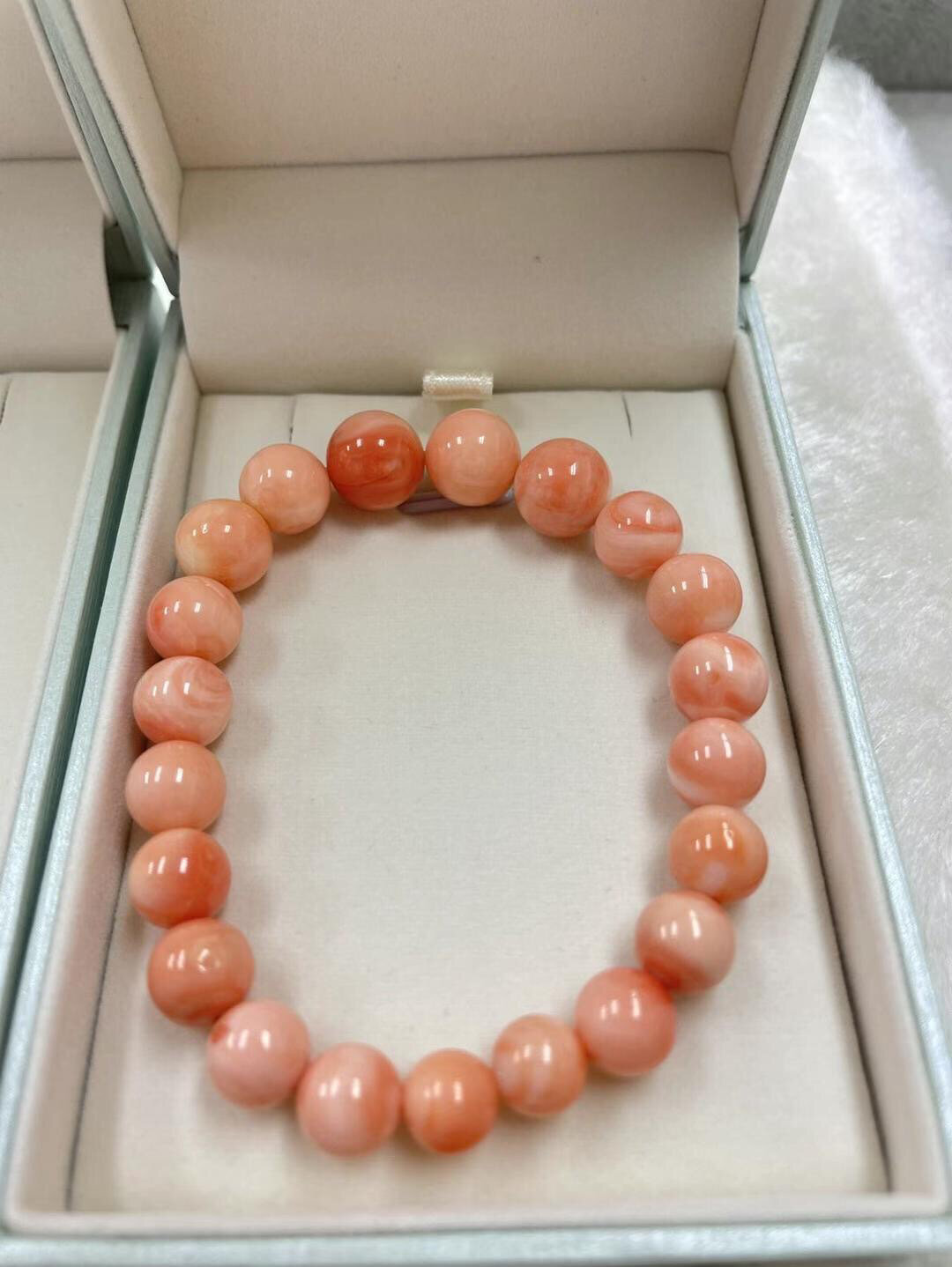 日本纯天然超深海珊瑚momo粉珊瑚手串