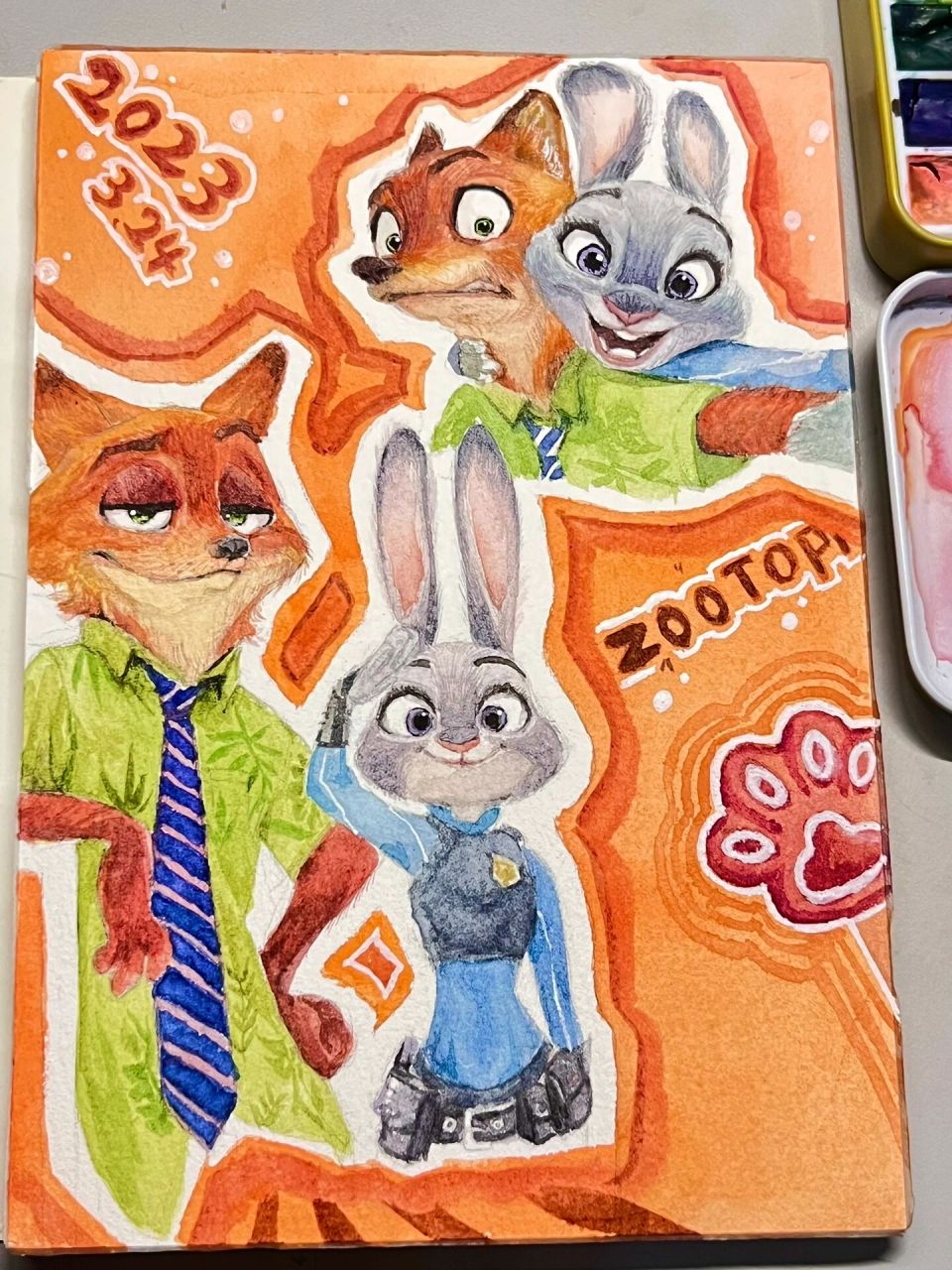 疯狂动物城画完咯! 磨了半天终于画完啦