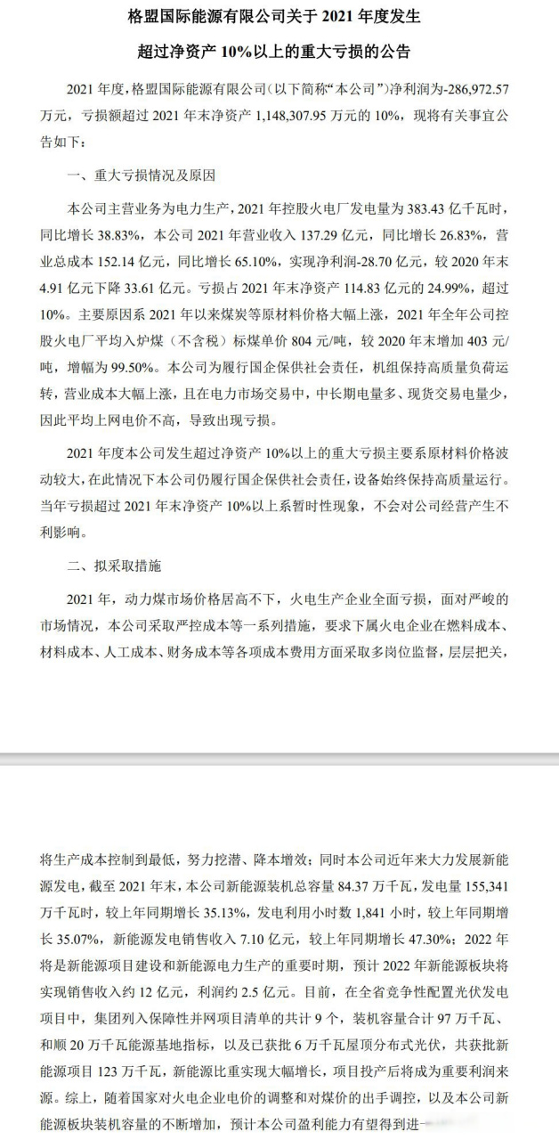 格盟国际能源有限公司(yy评级5)是山西省主要发电企业之一,发电机组以