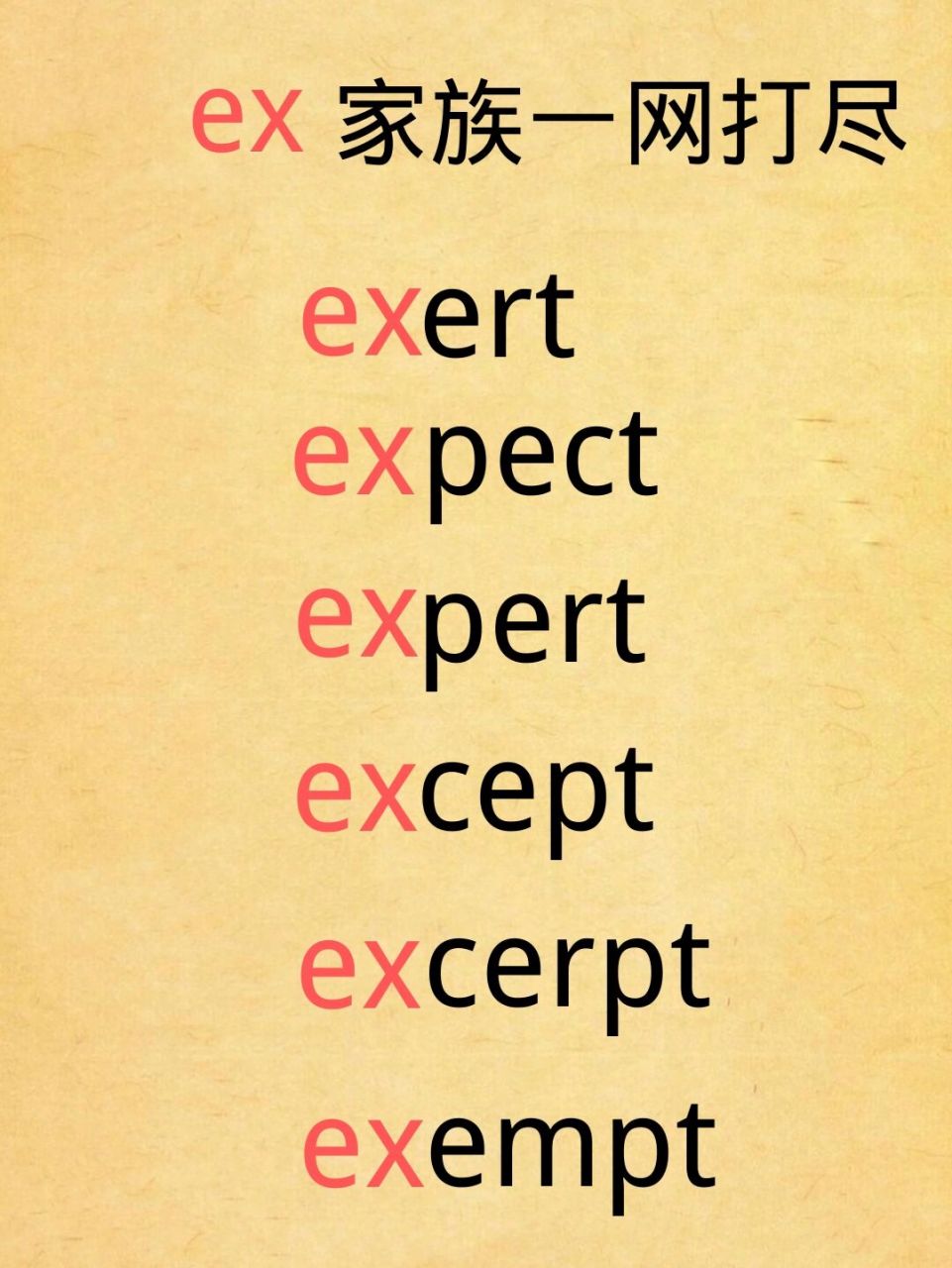 令人头疼的ex家族,一举拿下,记忆方法在下 exert英 vt.