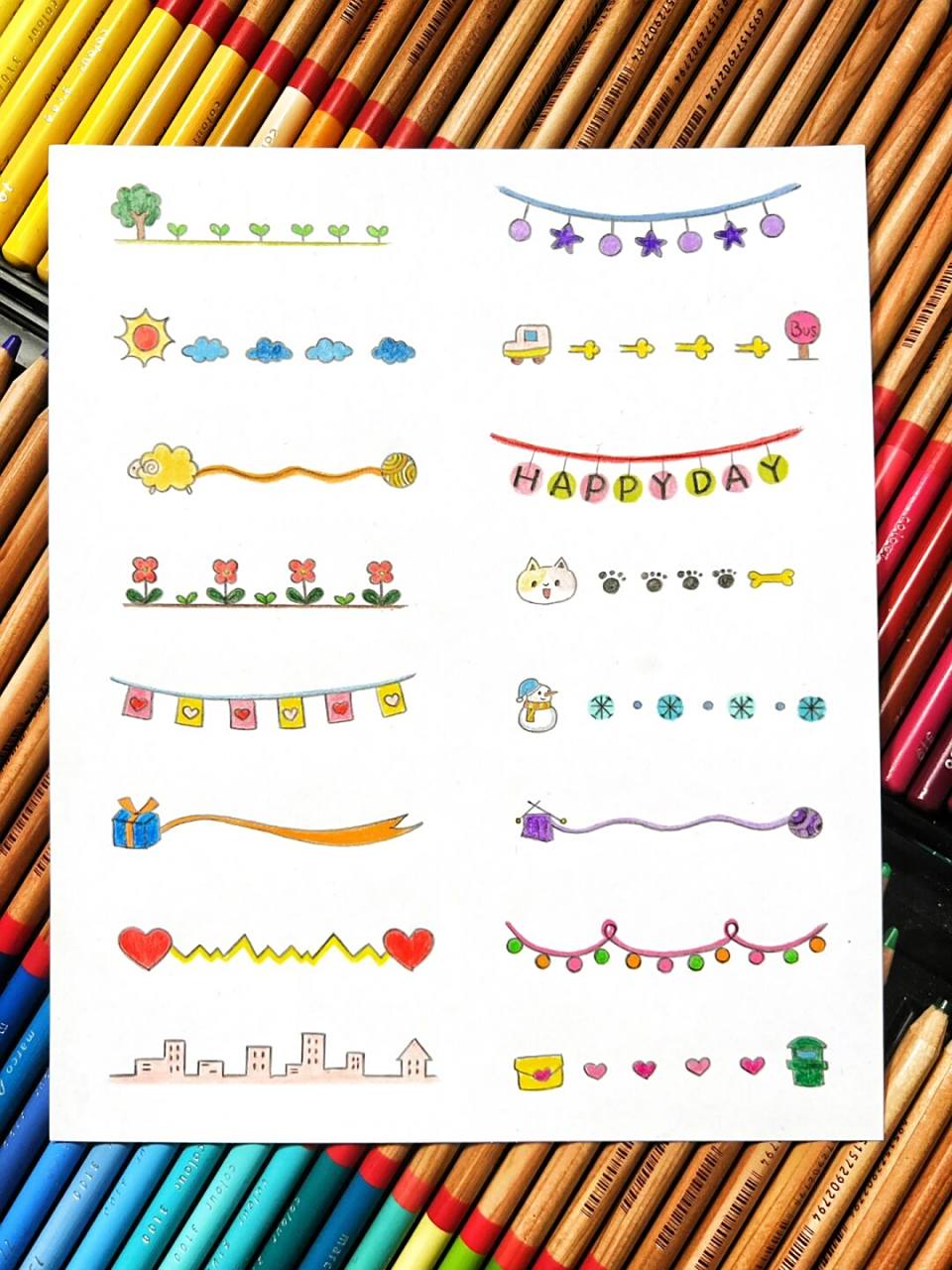 超可爱简单实用花边小素材 #彩铅画# #手绘临摹# #彩铅手绘# #素材