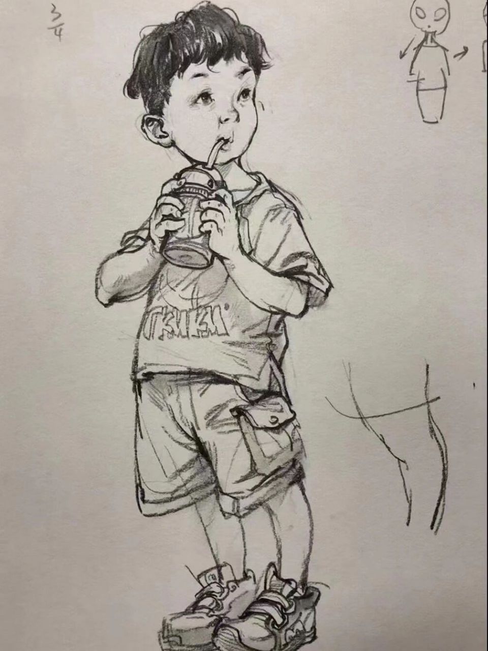 速写小朋友!敲重点 总是把小孩子画成大爷怎么办1.