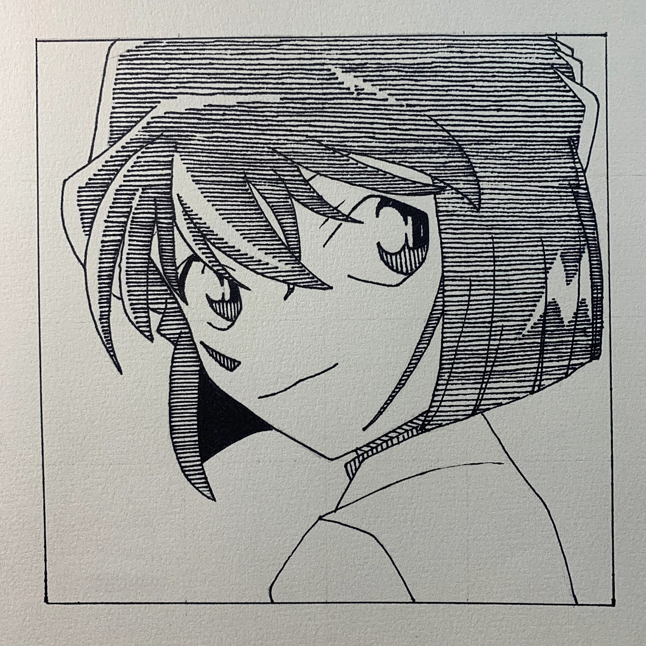 【名侦探柯南系列】灰原哀头像手绘过程 规格:20cm x 20cm ,16宫格