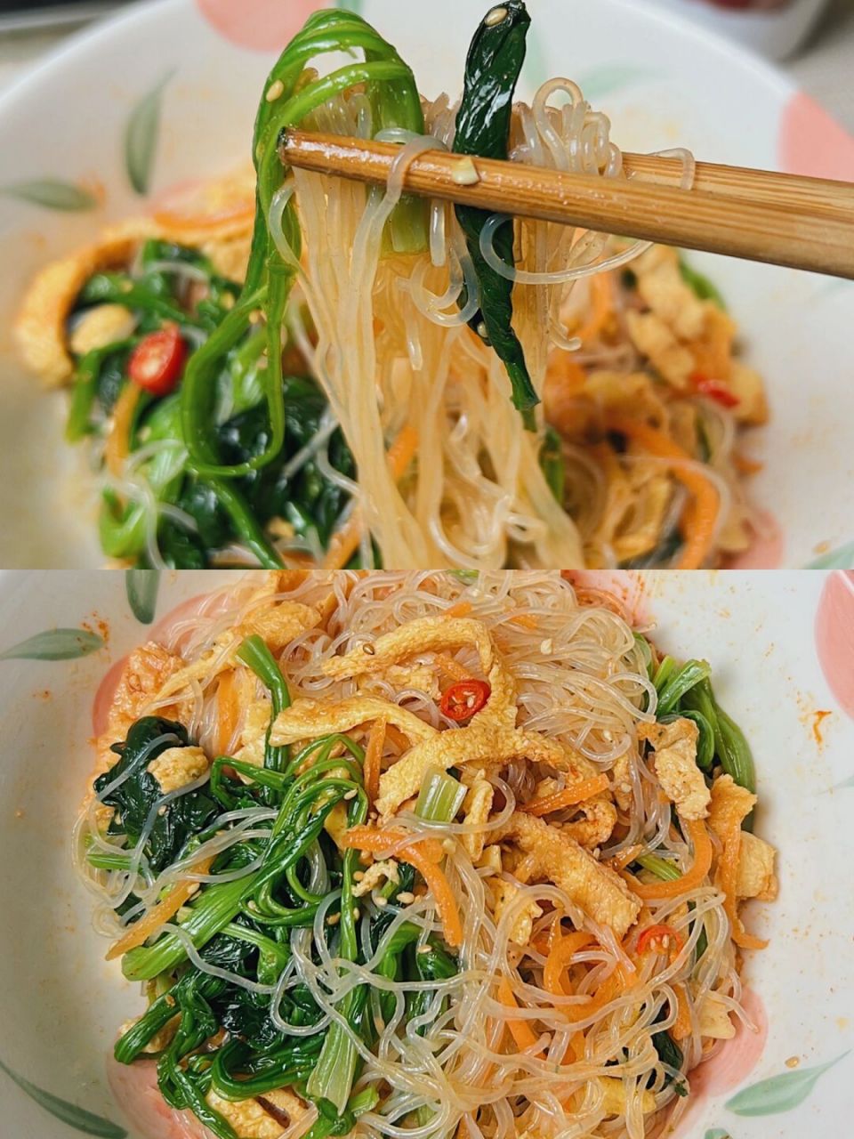 92菜谱:凉拌菠菜粉丝 986993 菠菜200克,粉丝1卷,鸡蛋2个,半