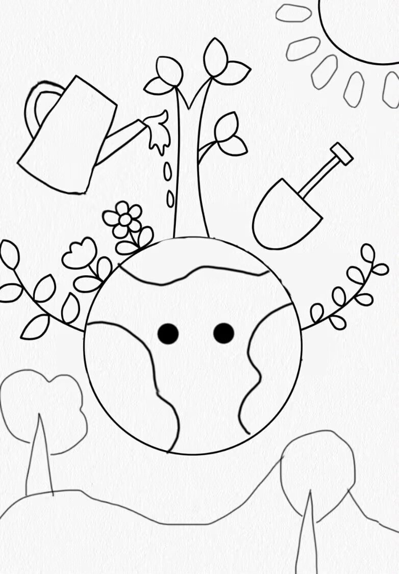 幼儿园植树节主题画素材打印 幼儿园植树节主题绘画,打印出来让小朋友