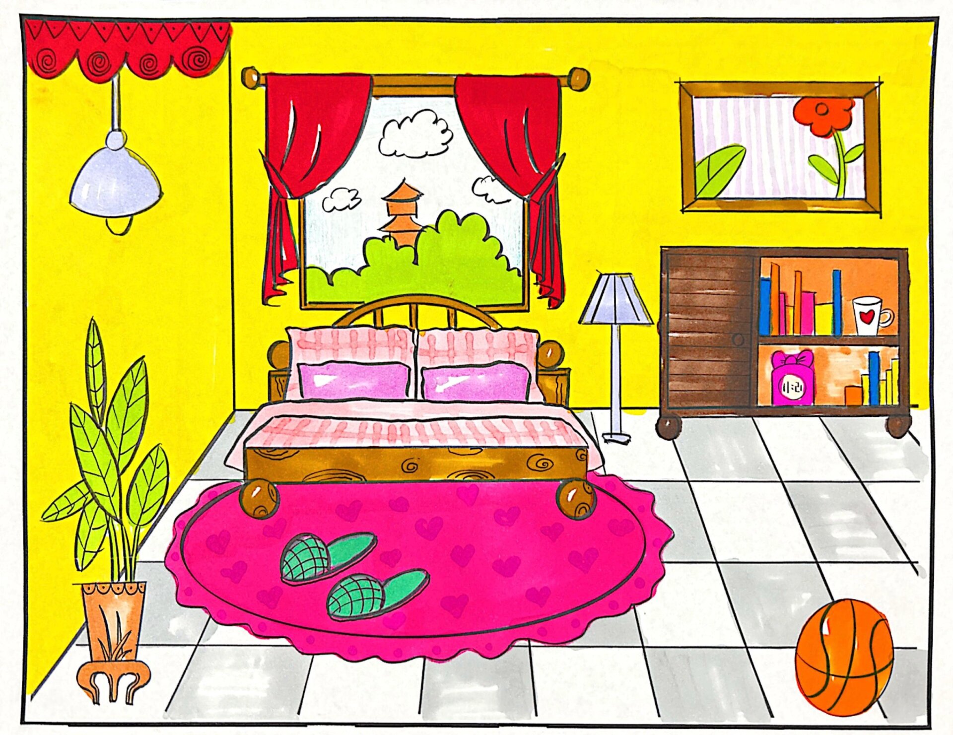 三上《我的小天地》范画