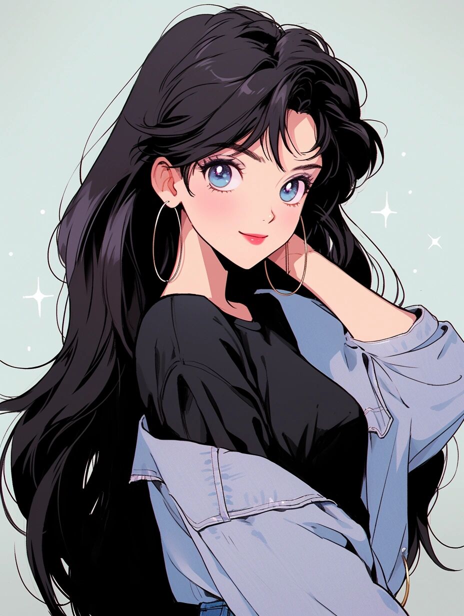 港风复古旧漫|温柔蓝色系女生头像215669797