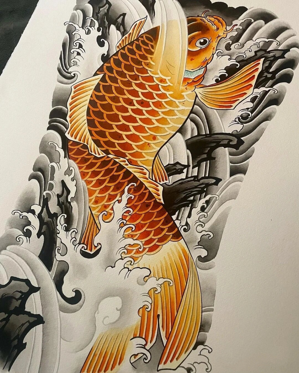 鲤鱼满背纹身图 日式传统 鲤鱼满背 喜欢点赞收藏哦