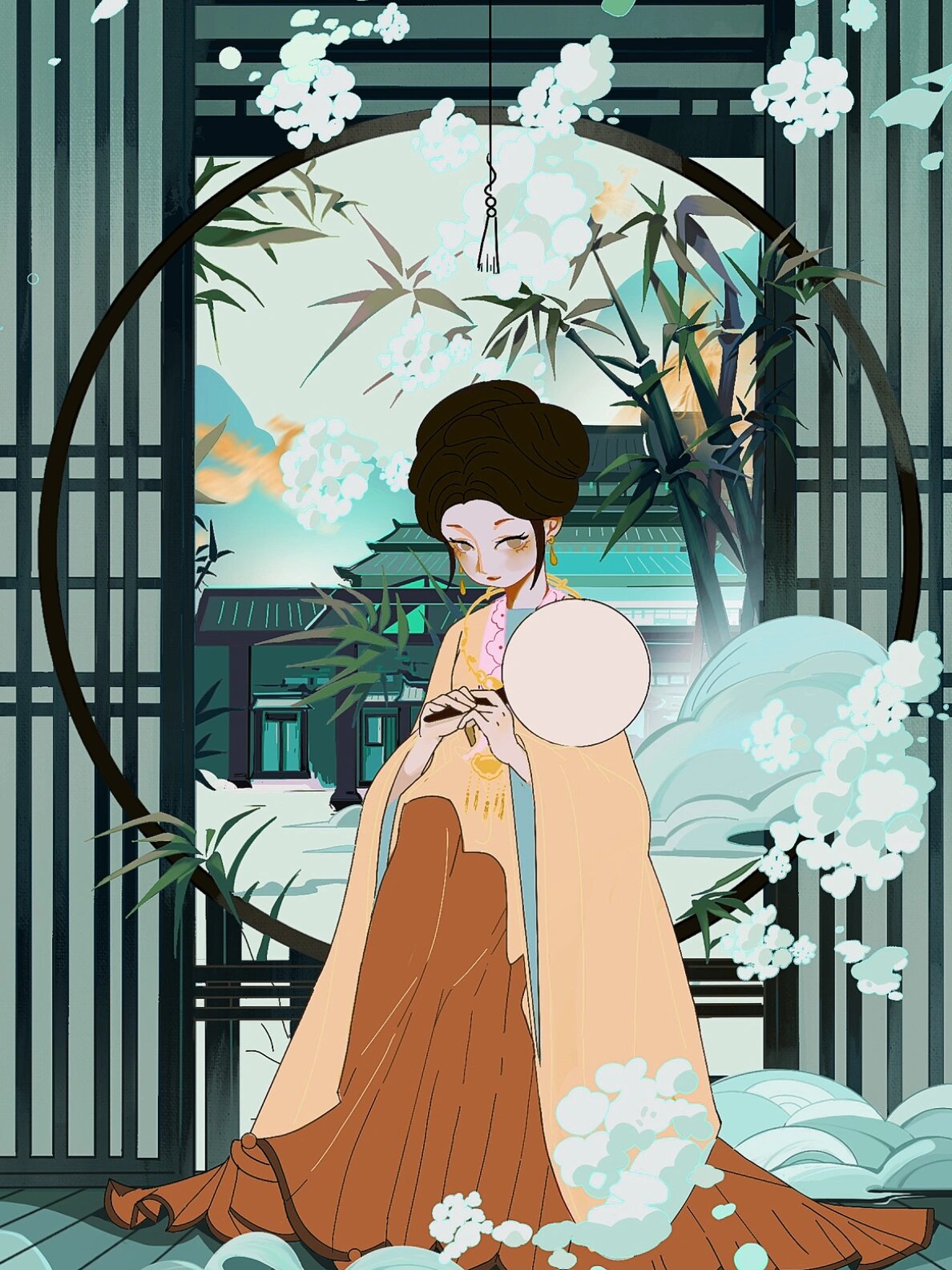 97红楼幻境|金陵十二钗古风插画|薛宝钗