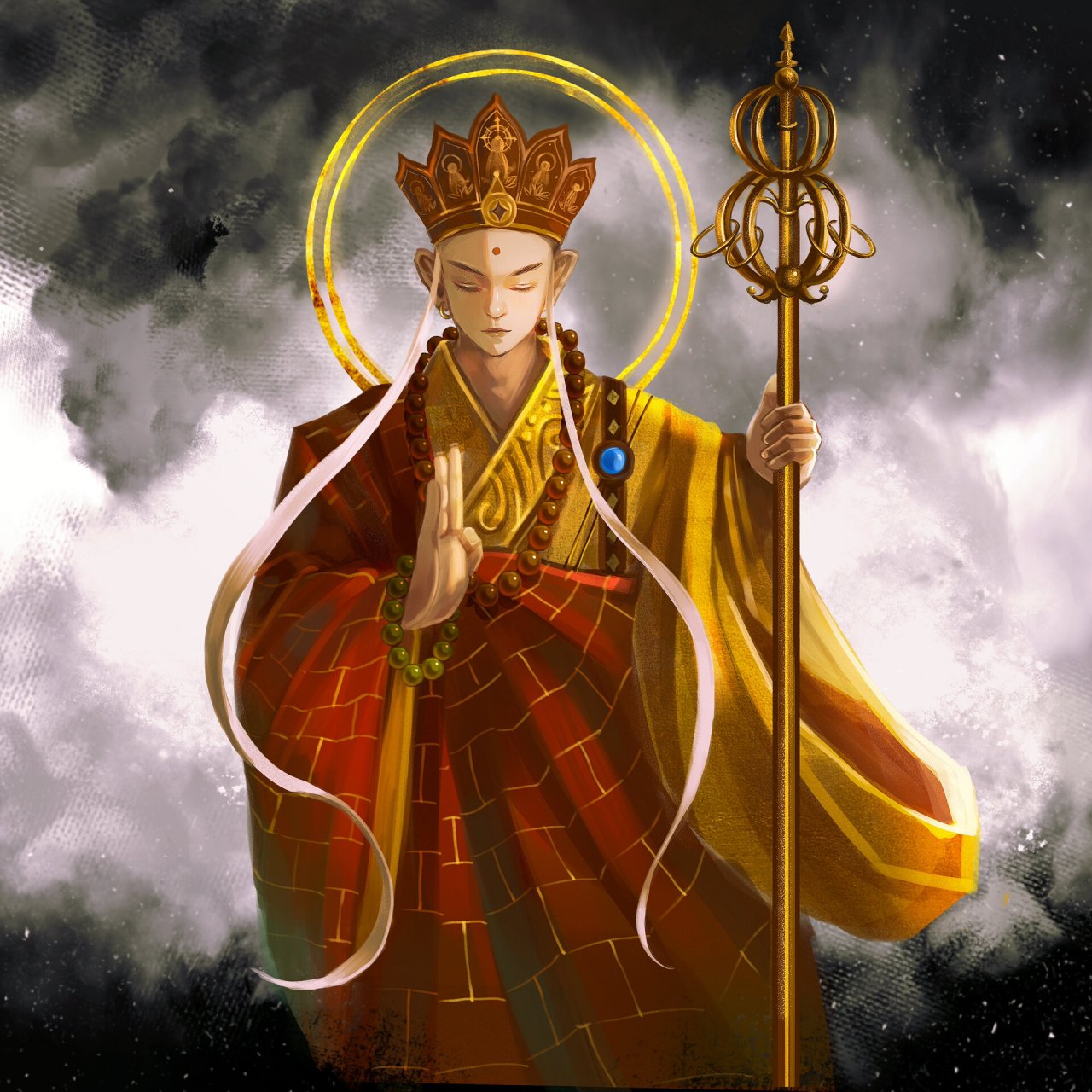 《西游记》系列人物插画 白骨精/玉兔精/唐僧/牛魔王 	 画了一组角色