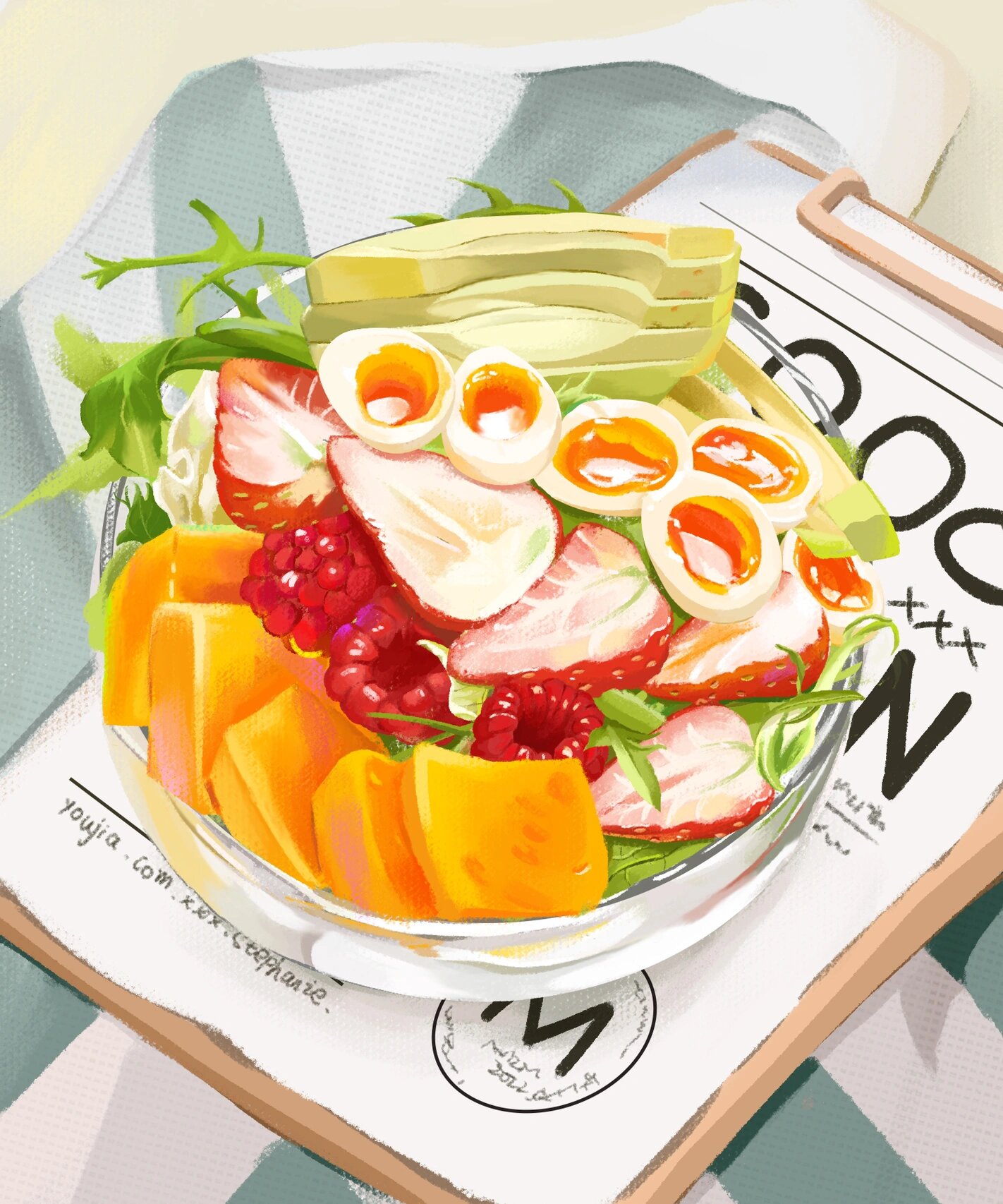 手绘美食|减脂水果沙拉01 夏日套餐