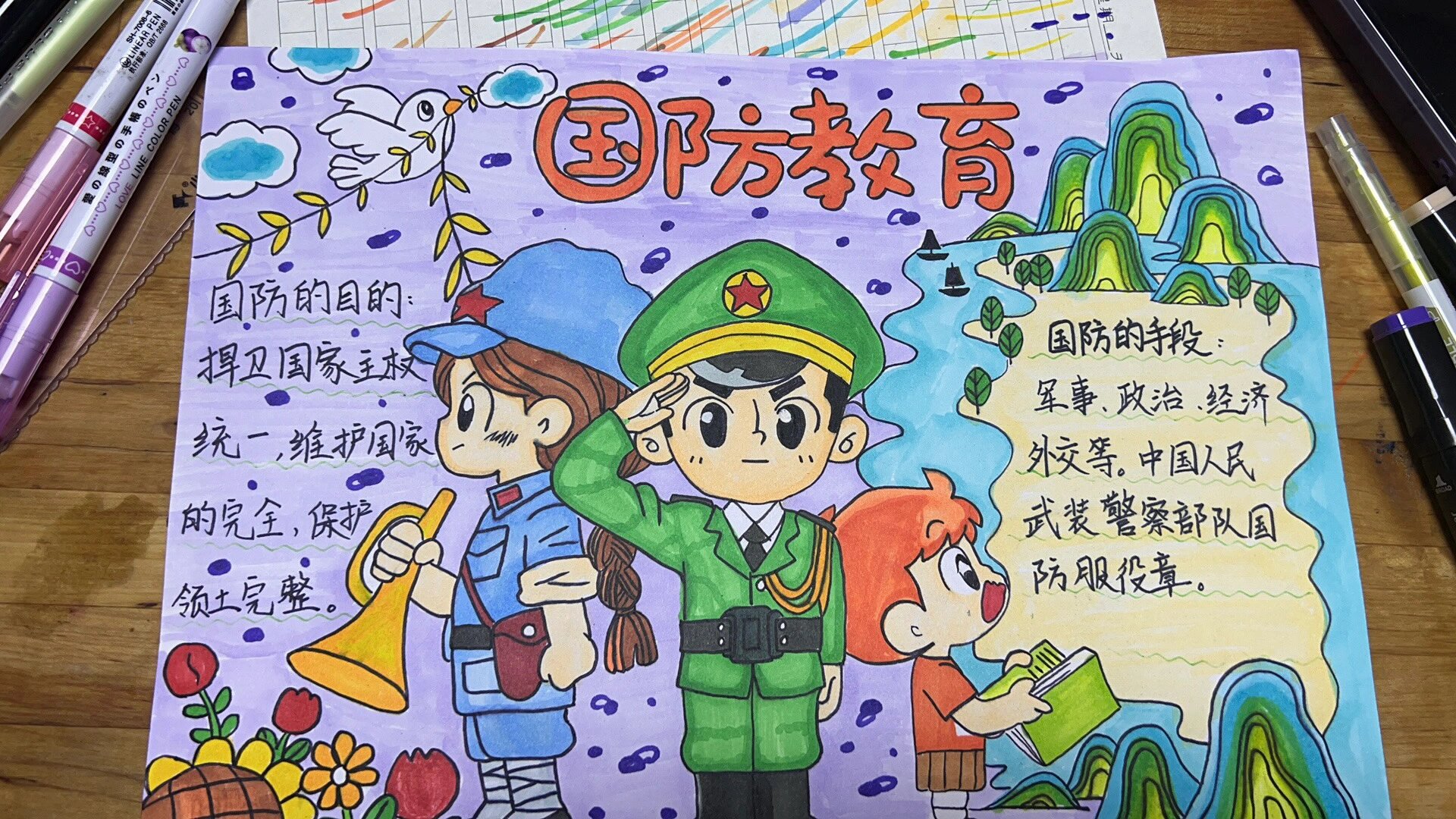 国防教育手抄报