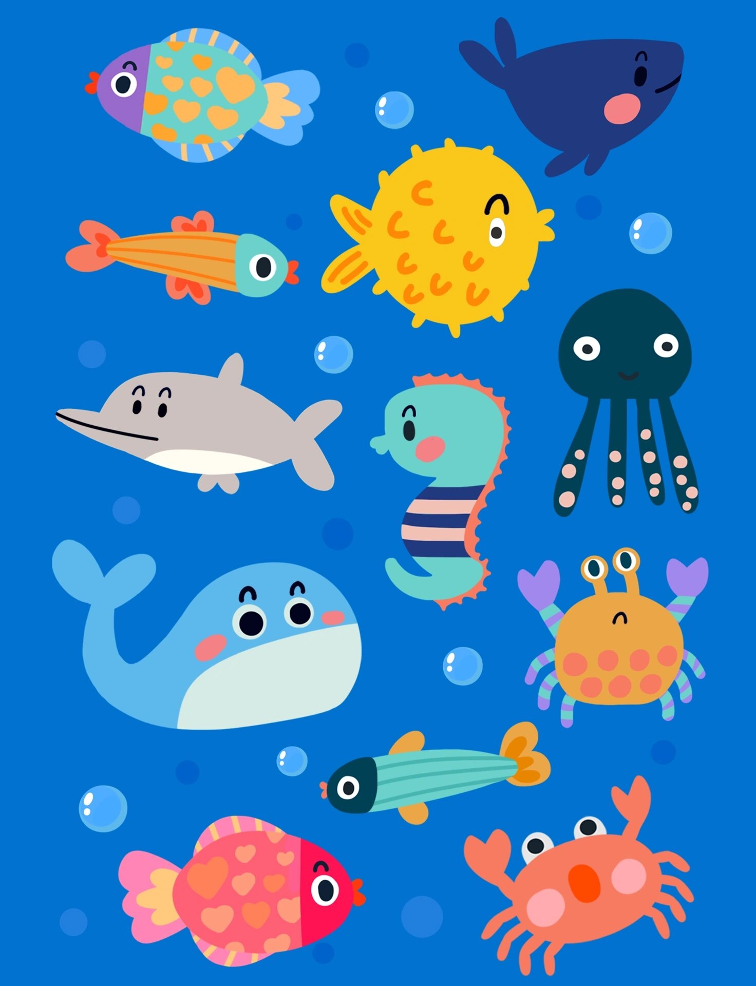 每日一画画/海洋主题的小可爱来了