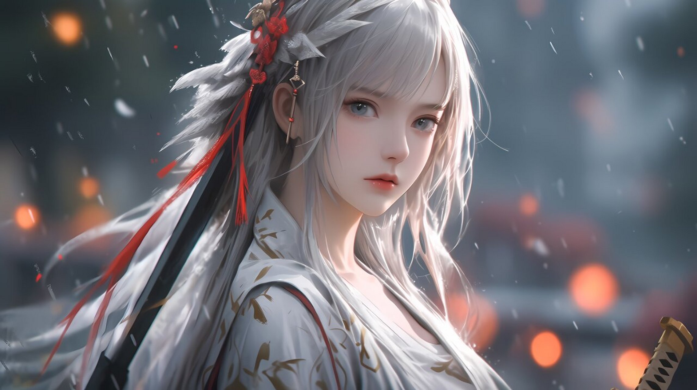 白毛控的国风女神 绝美横屏壁纸