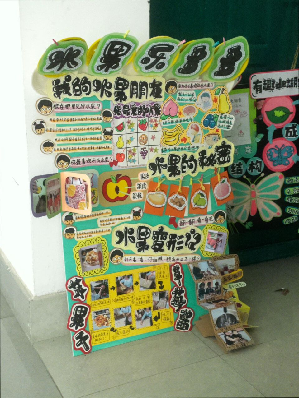 主题墙作业 一个通宵干完了 关于水果的主题墙环创,分为三个子主题,从