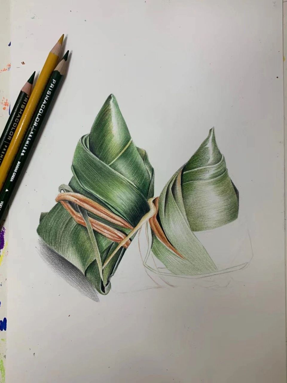 粽子彩铅画 祝大家端午安康呀[庆祝][爱你][爱你]#端午# #端午粽子