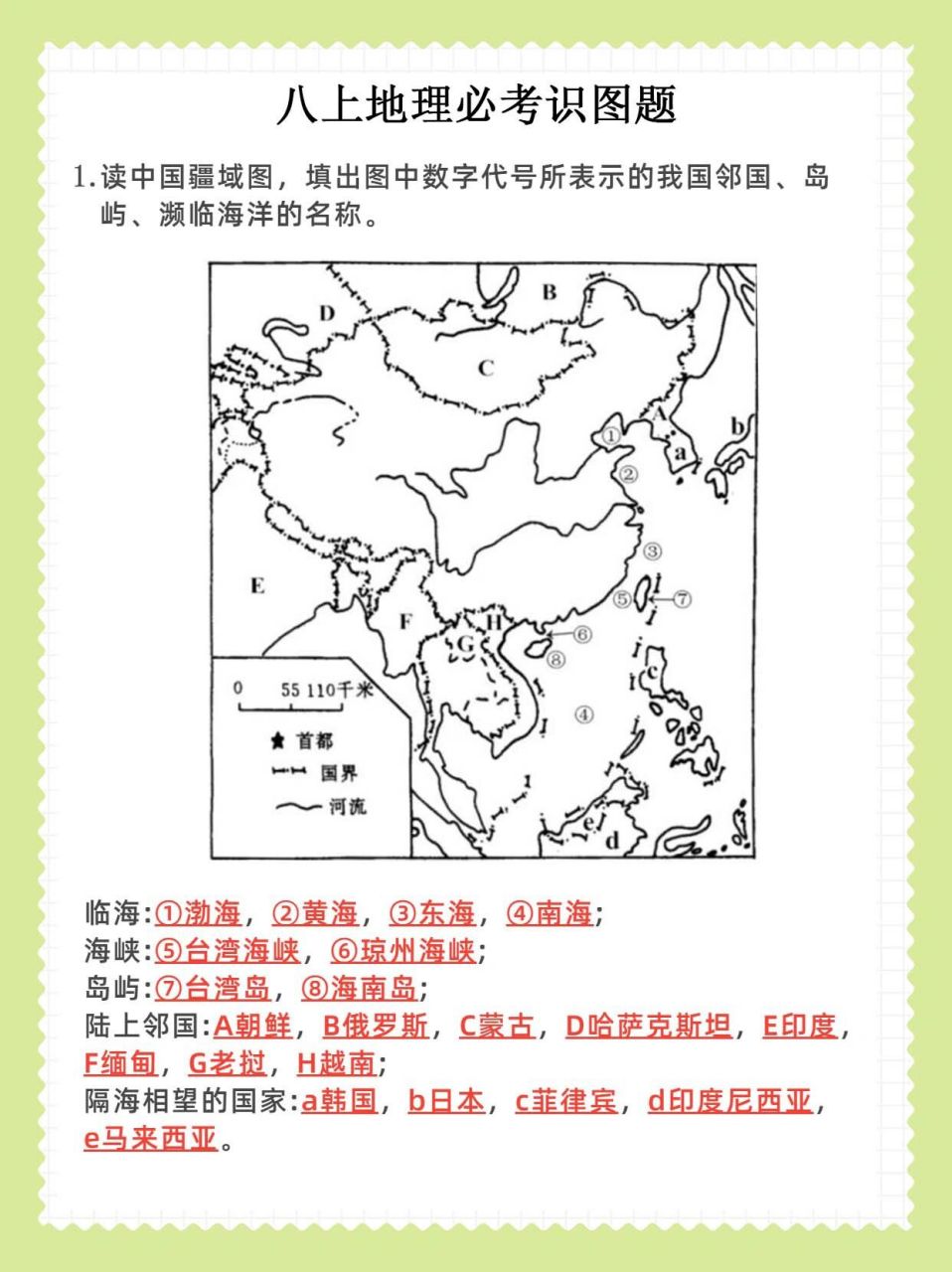 97初二上册|八上地理常考识图题知识点汇总 6015常考识图题