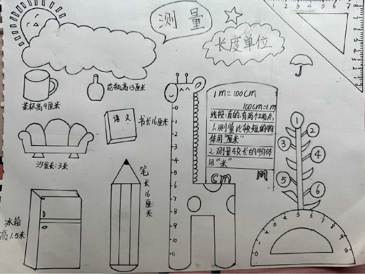 二年级上册数学用测量长度手抄报