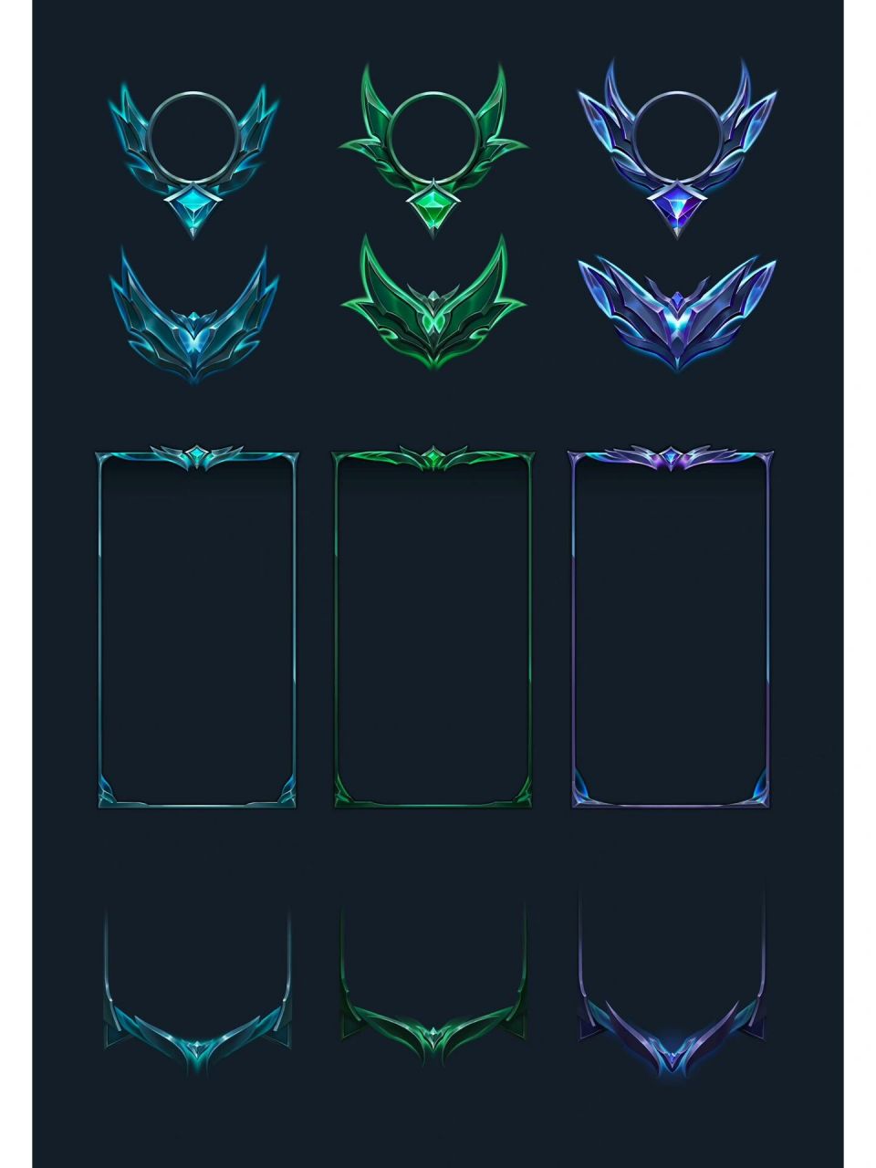 lol端游新段位"翡翠"的边框图来啦 翡翠是介于铂金和钻石之间的新段位