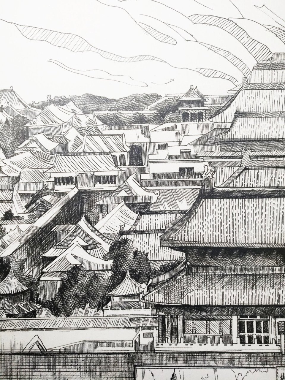 故宫博物院速写 疫情在家打卡  原稿