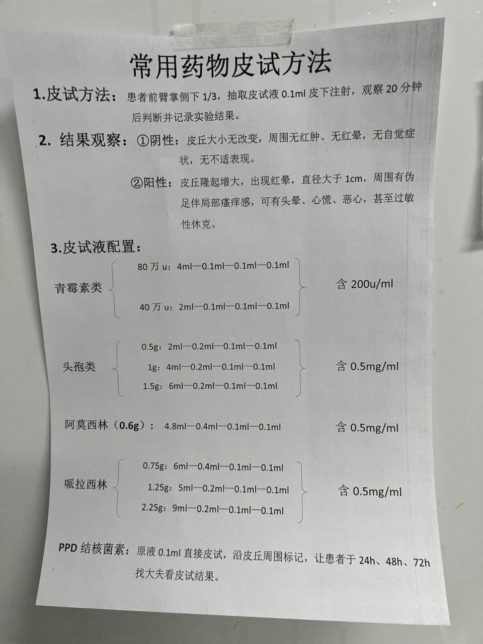 常用药物皮试方法97