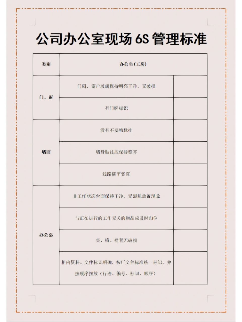 公司办公室现场6s管理标准