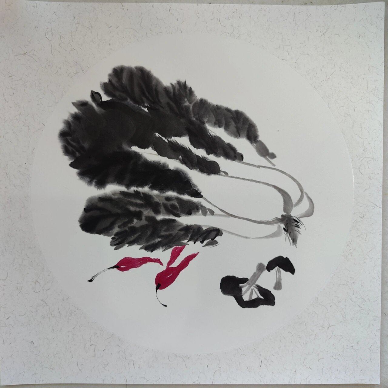 【100张国画打卡】第31张——白菜 感觉这画了一盘菜