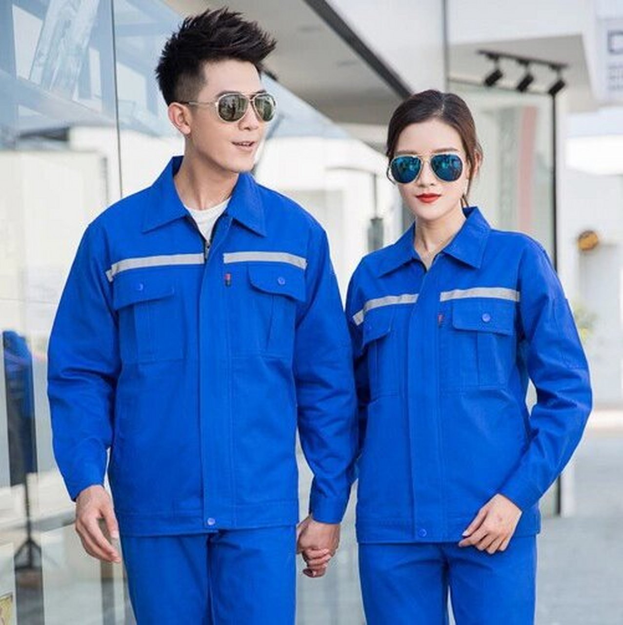 纯棉长袖工作服套装男加厚耐磨春秋电工电焊 纯棉长袖工作服套装男