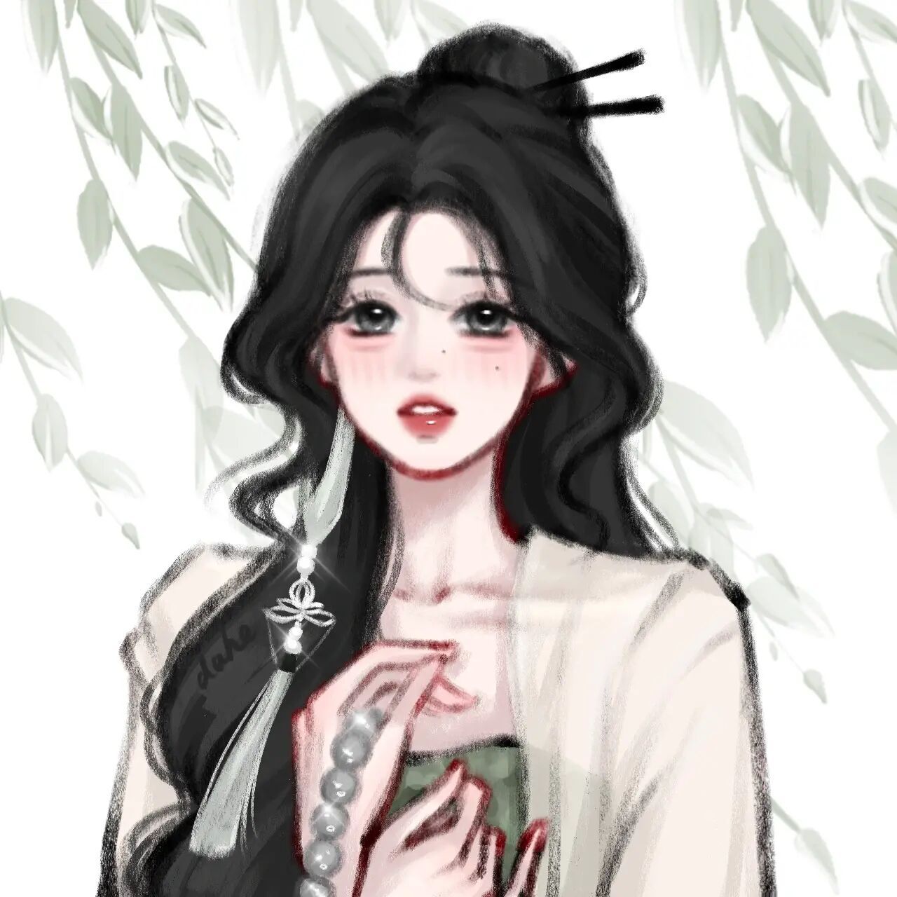 新中式清冷感头像 新中式回归啦 画的是 美女姐姐 9315临摹93