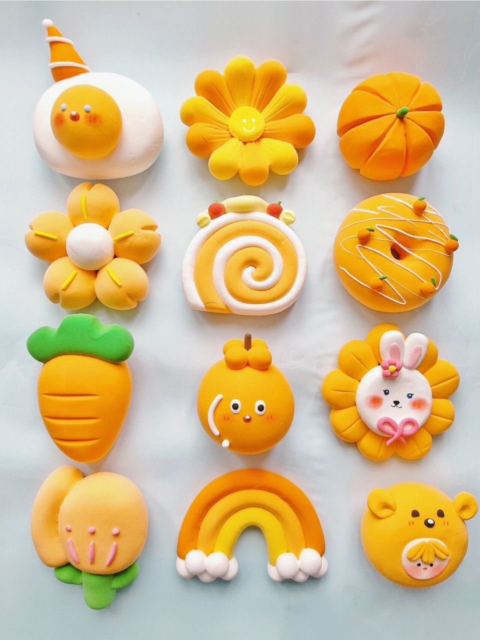 黏土冰箱贴花束98|秋天的浪漫93 橙色系黏土手工作品 又是捏捏捏