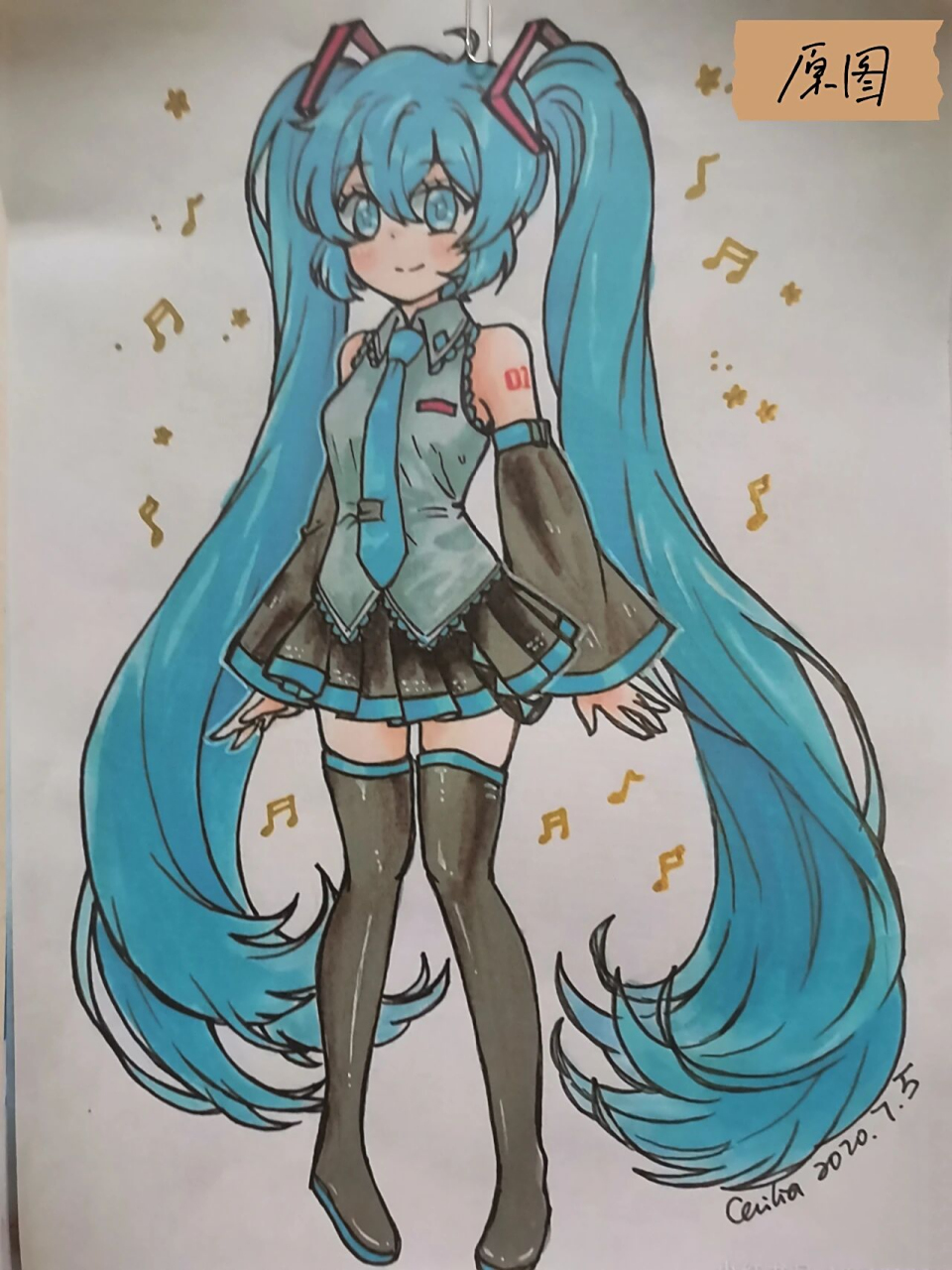 初音未来手绘(完整版) 上次是铅笔稿 这次终于画完啦