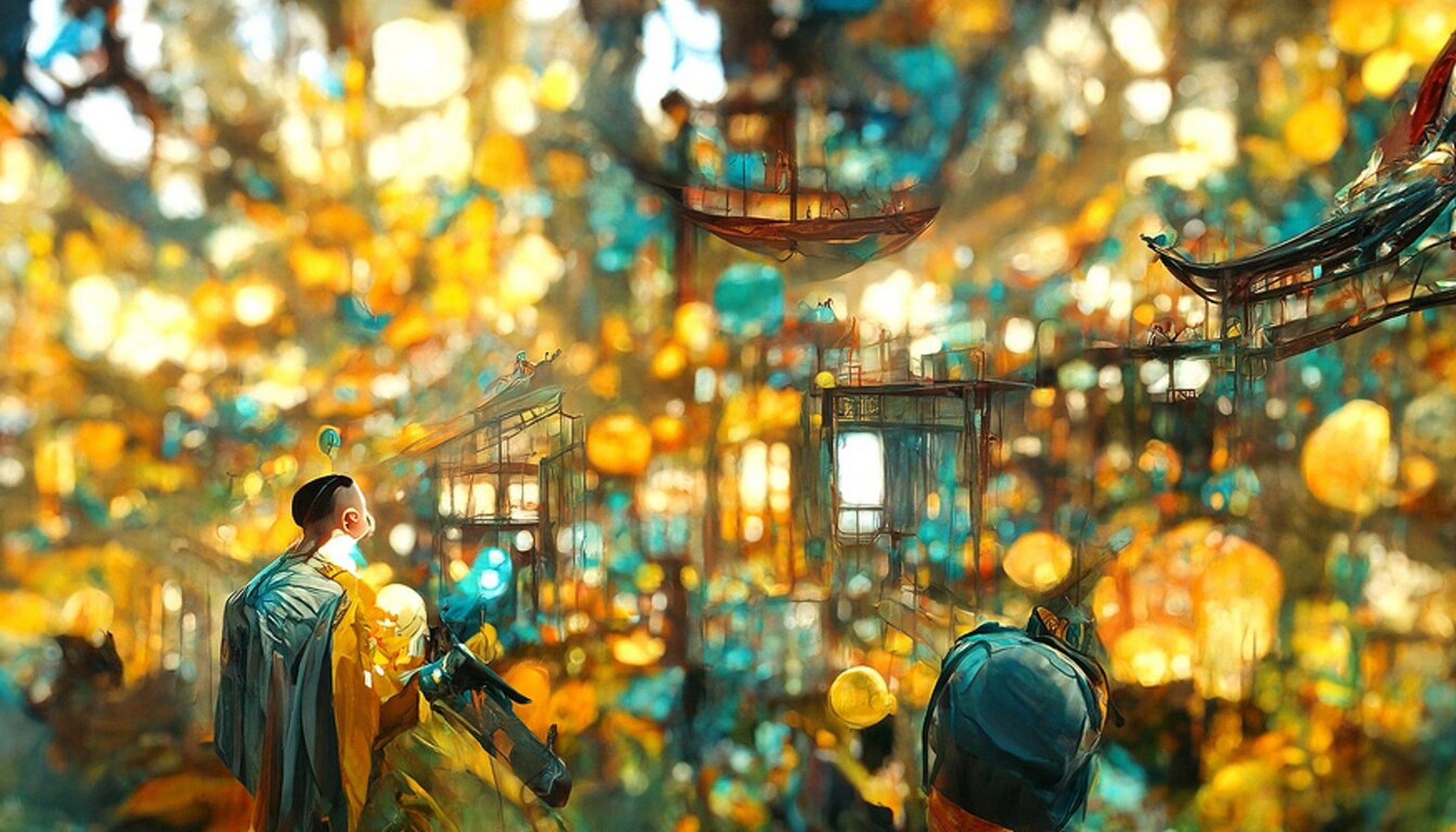 ai画画:天上的街市 远远的街灯明了, 好像闪着无数的明星.