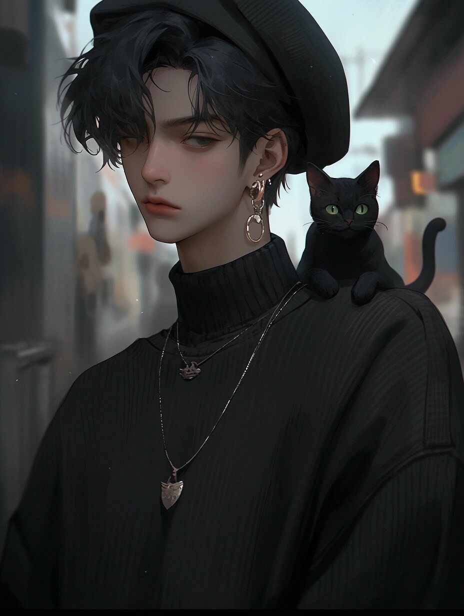 【男生头像】猫系男孩,酷帅酷帅  深邃眼眸,黑色毛衣