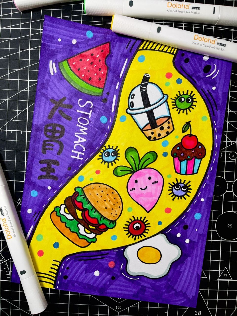 马克笔儿童画丨我是大胃王