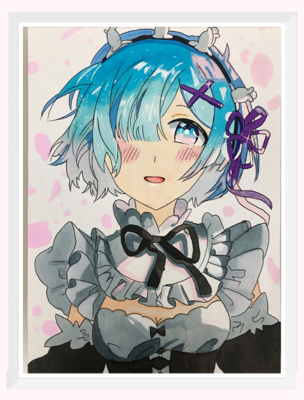 马克笔 动漫 临摹|蕾姆(带色号) 蕾姆的蓝色绝对是最令人印象深刻的.