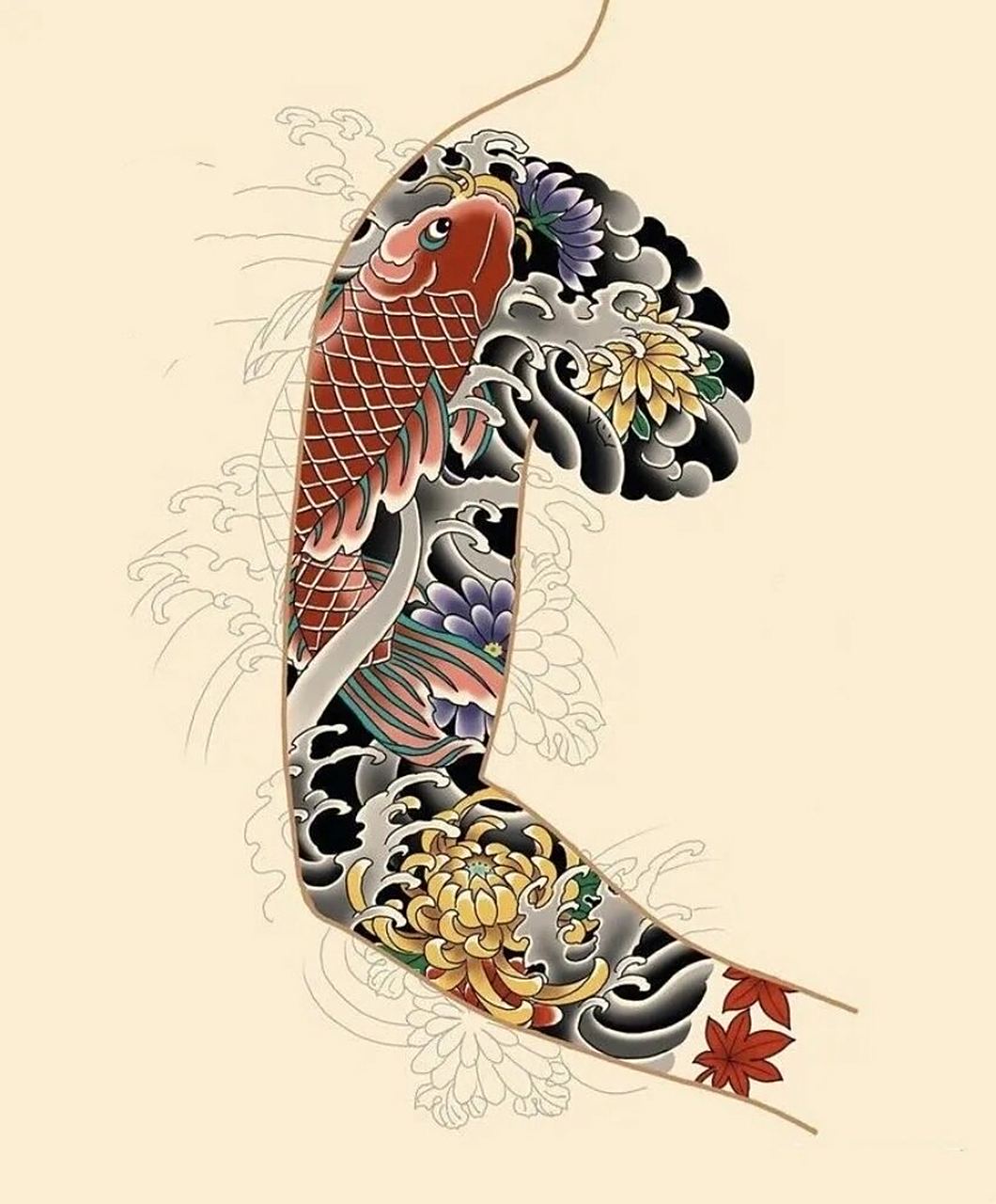 半甲七分袖纹身手稿  可设计