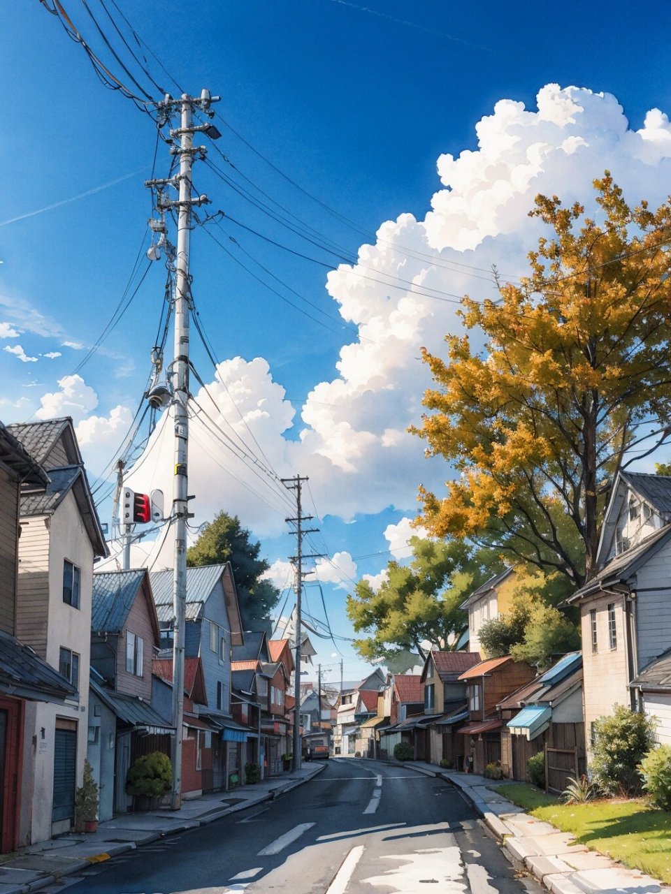 手机壁纸# #iphone壁纸# #二次元# #街景# #插画# #治愈系风景